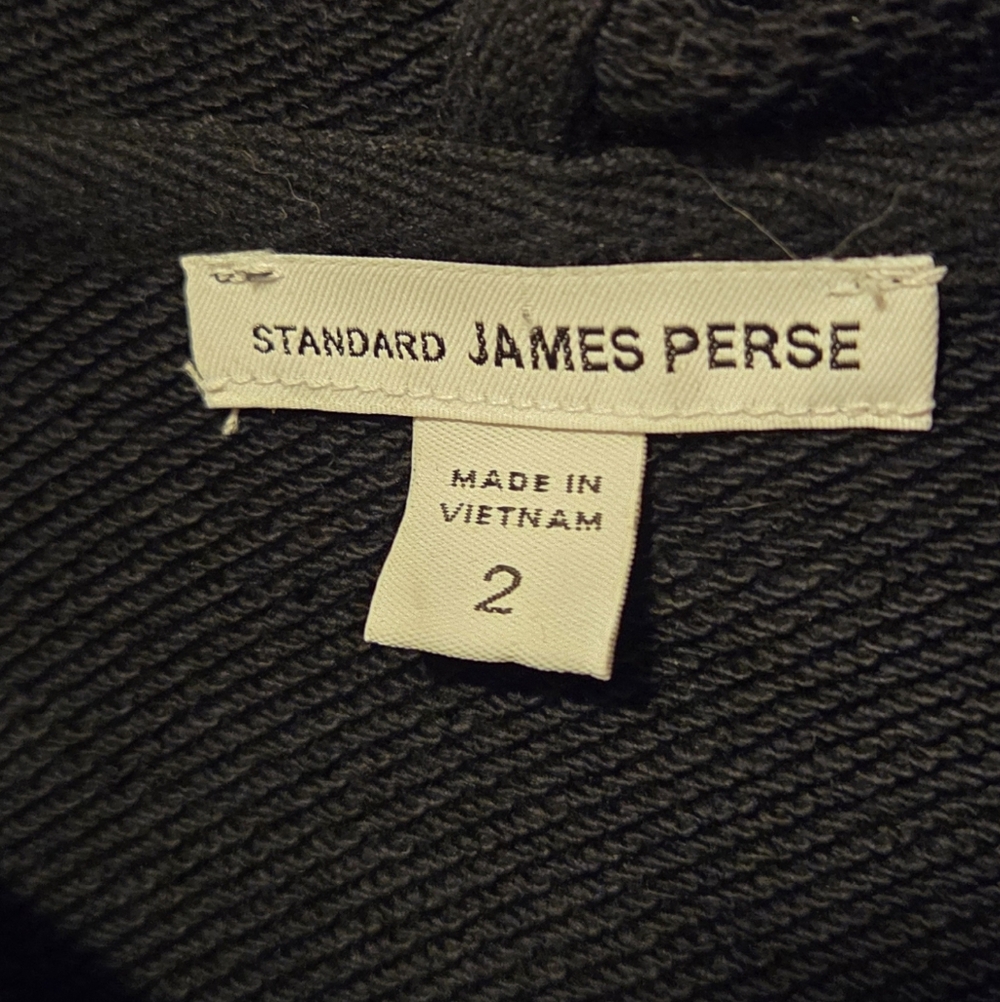 Standard James Perse Hooded Zip Front Sweatshirt Black Pockets Women's Medium - Picture 2 of 9